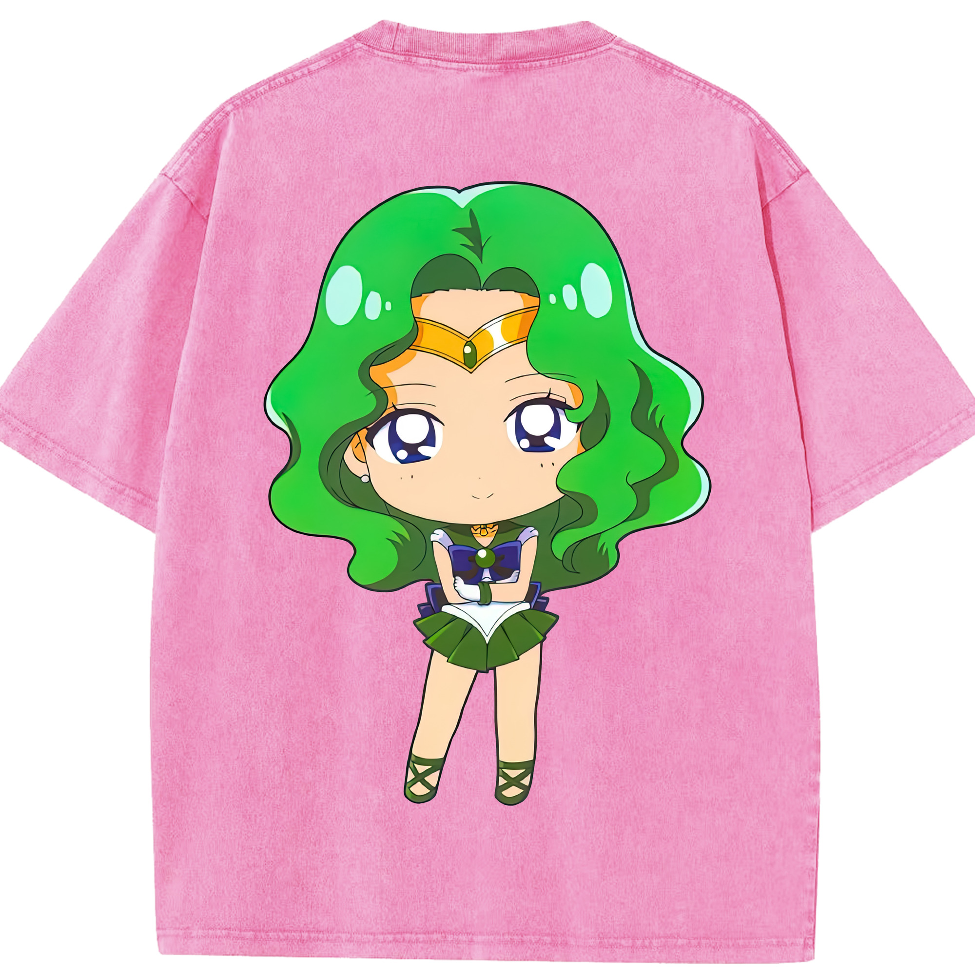 （画像用） 美少女戦士セーラームーン 海王 みちる（かいおう みちる） Sailor Moon Kaiou Michiru 綿100% ヴィンテージ風 半袖Tシャツ（背面プリント）